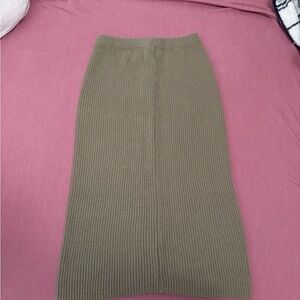 Olive Green Ribbed Knit Skirt